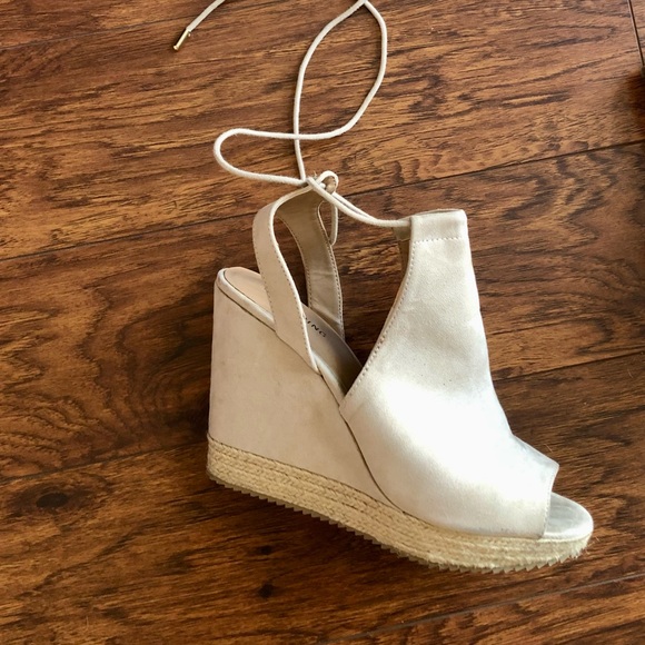 Nude Strap Up Wedges - Picture 5 of 5